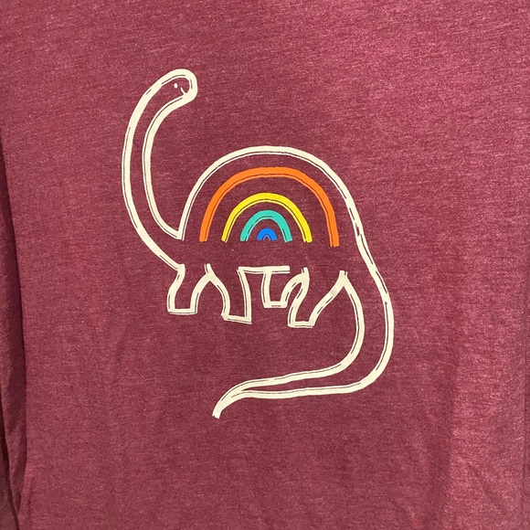 Kids Dinosaur Graphic Long Sleeve Shirt - maroon - Picture 2 of 3